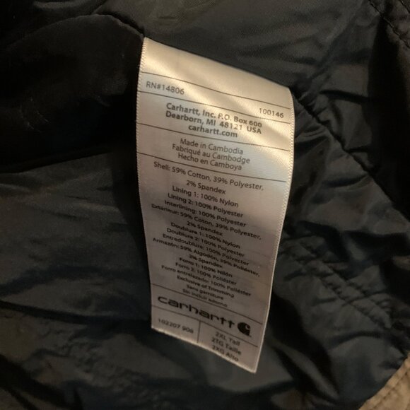 Carhartt Full Jacket Quick Duck Sz 2XL Canyon Brown Distressed Stained - Picture 14 of 16
